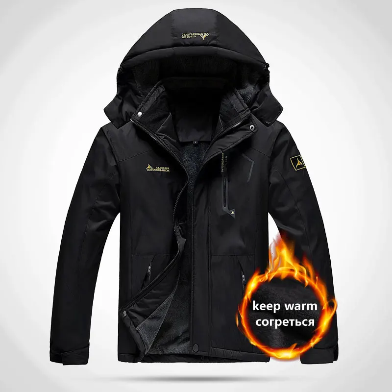 Флисовая Водонепроницаемая термокуртка для рыбалки, катания на лыжах, теплая флисовая куртка для походов на открытом воздухе, женская и мужская куртка, куртка, 5XL зимняя куртка - Цвет: Black
