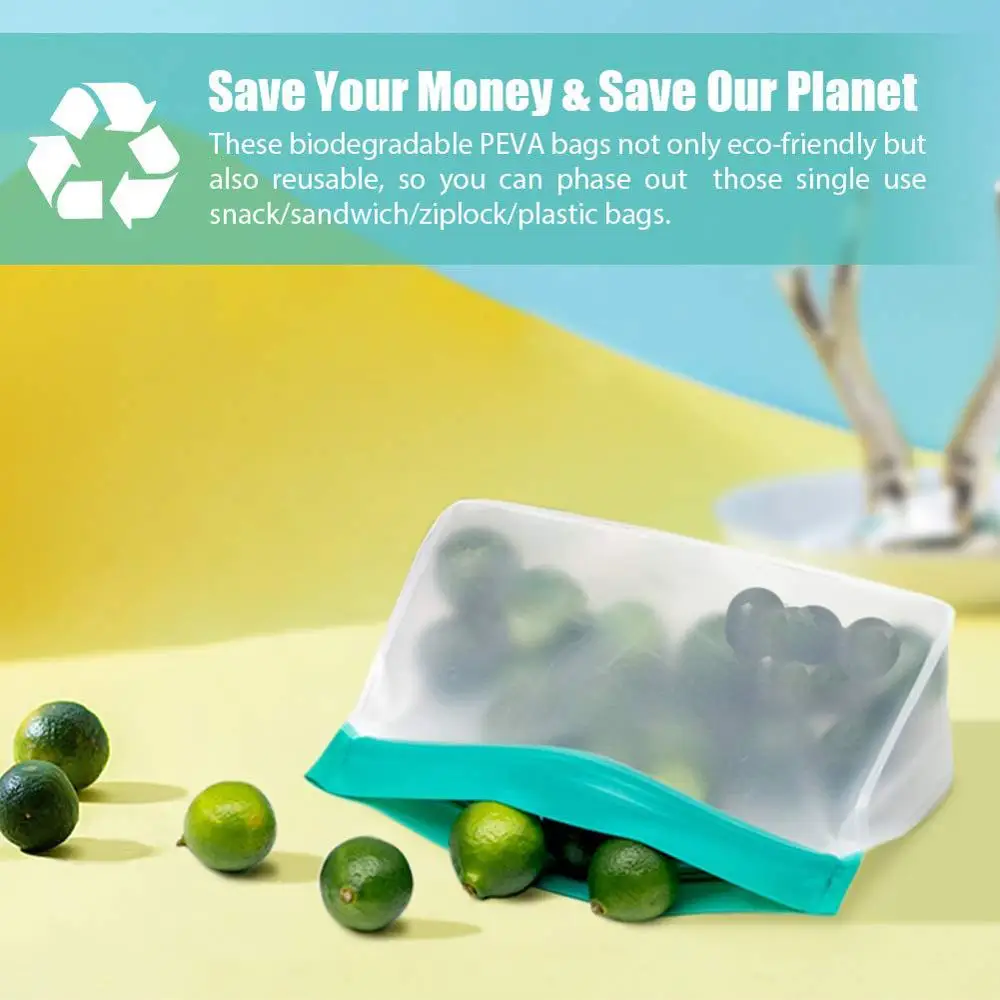 

PEVA Silicone Food Storage Bag Containers Refrigerator Storage Bag Leakproof Top Ziplock Bags Snack Sealed Bag Fresh-keeping Bag