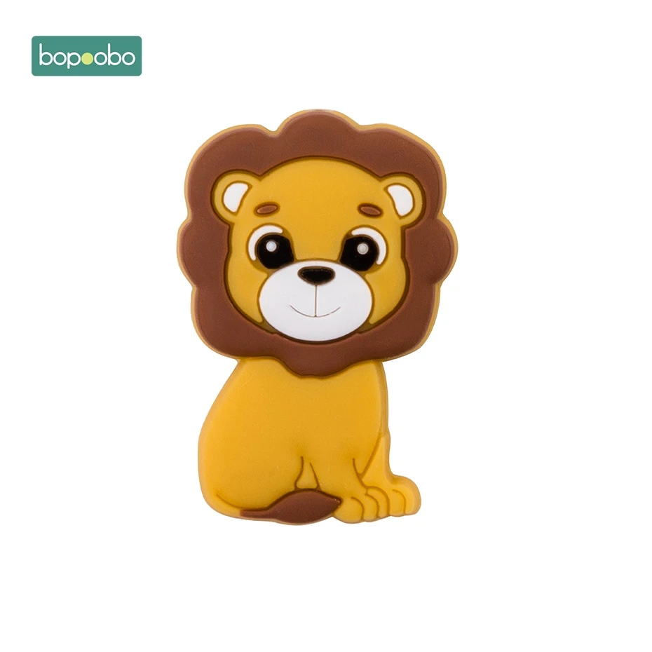 Yellow Lion Bopoobo 10 шт., для пищевых продуктов силиконовые мини бусины в форме льва Детские трофеи Bpa бесплатно Детская жевательная для прорезывания зубов для DIY ожерелье грызуны бусины - Цвет: Yellow Lion