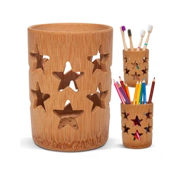 Eco-Friendly Bamboo Toothbrush and Toothpaste Holder with Quick-Dry Drainage System (1Pcs Star style)