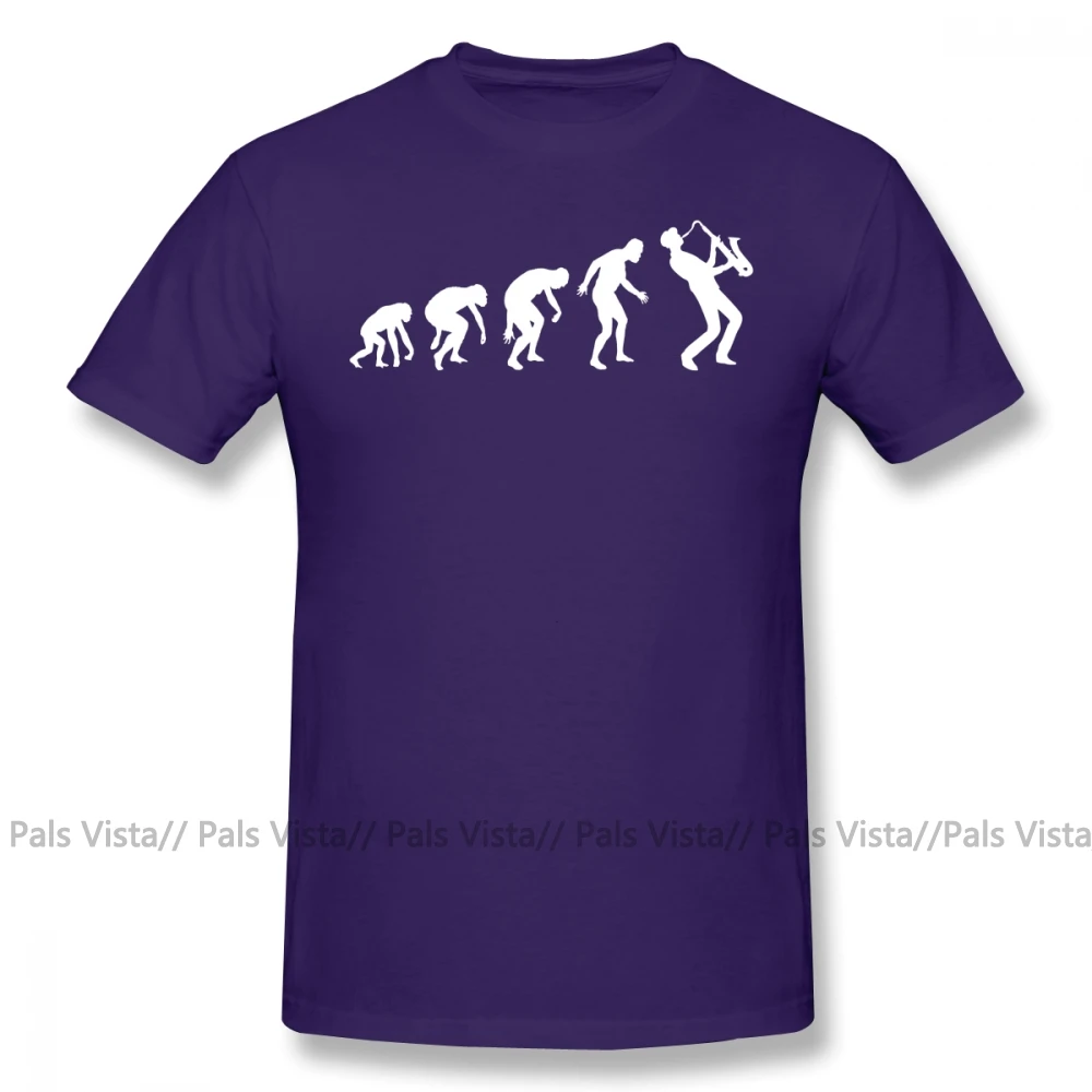 Саксофон футболка саксофон Эволюция человека футболка графическая Повседневная футболка хлопок забавная Мужская 6xl футболка с коротким рукавом - Цвет: Фиолетовый