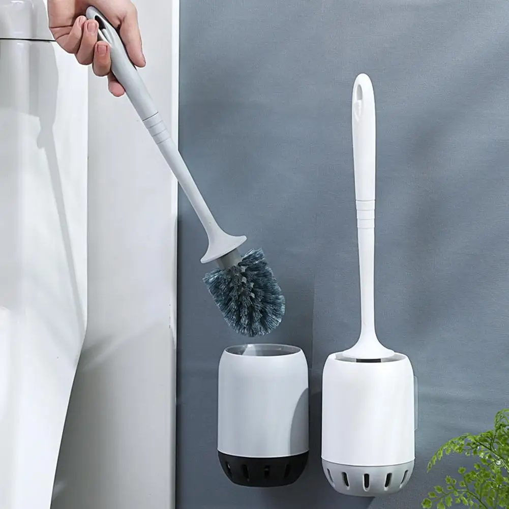 

Bathroom Long Handle Toilet Wall-Mounted Cleaning Tool Brush Cleaner with Holder