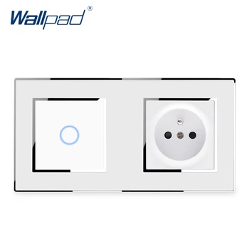 

1 Gang 2 Way Touch Switch With EU French Power Socket Wallpad Mirror Acrylic Panel Wall Electric Outlet 16A AC 110~250V Schuko