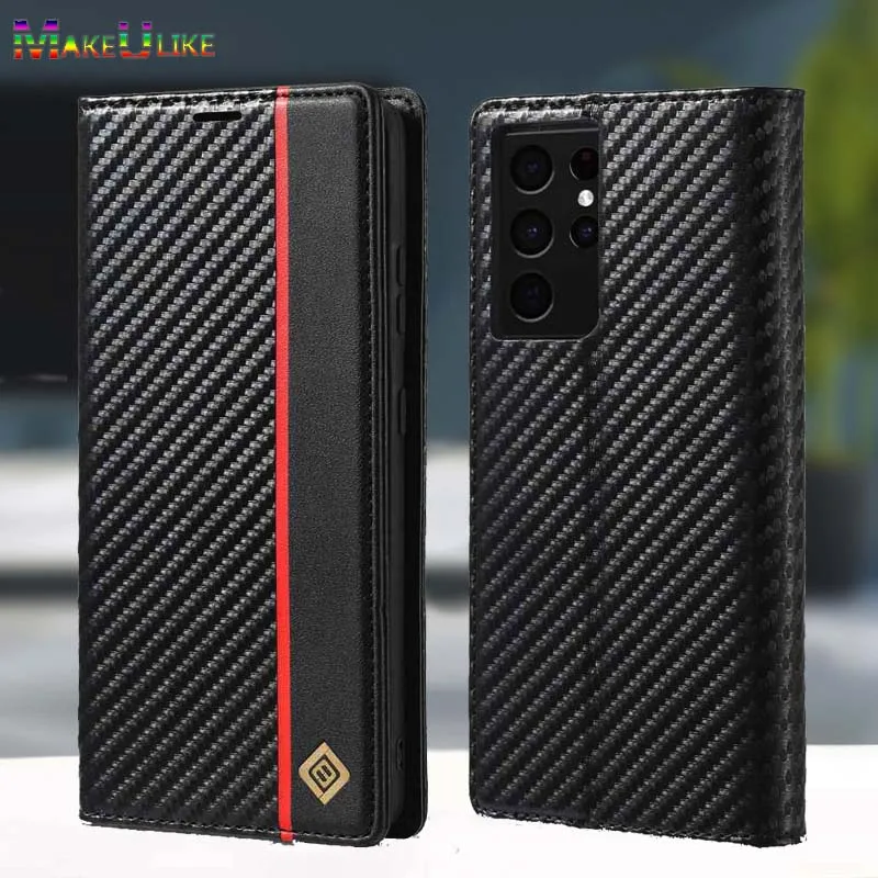 Magnetic Case for Samsung Galaxy S8 S9 S10 S20 S21 S22 Plus Ultra S20FE S21FE Wallet Case PU Leather Classic Flip Cover