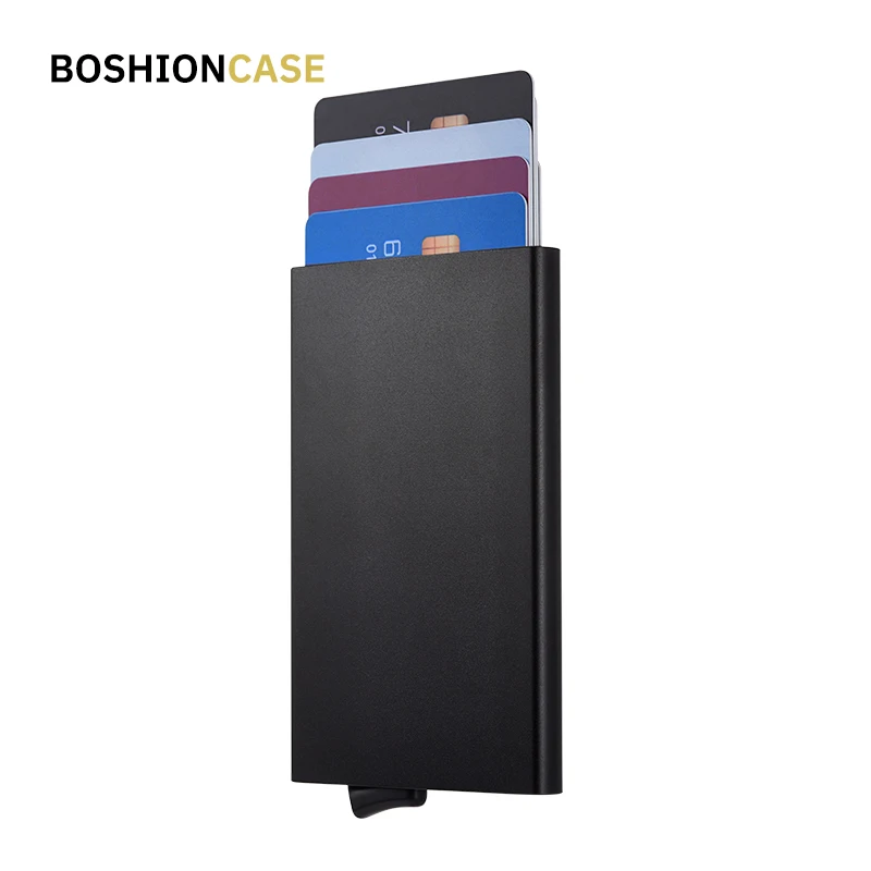 

BOSHIONCASE RFID Wallet Aluminum card holder Credit Business Card Case Wallet Metal Case Porte Carte Pop Up Credit Card Holder