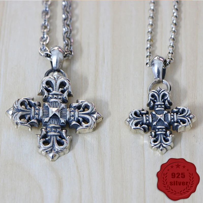 

925 sterling silver pendant personality fashion retro punk style hollow cross street trend accessories rock 2018 new hot sale
