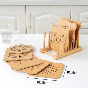 

Cartoon Wood Cup Coasters Insulation Pad Mat Table Pot Mat Creative Kitchen Tea Cup Pad Bowl Table Pads for Dining Table T7C36
