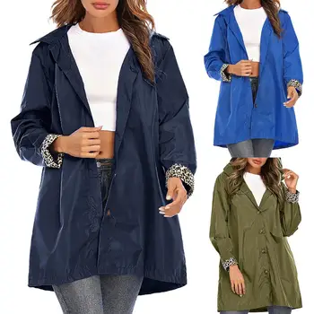 

Raincoat Women Ladies Rain Coat Outdoor Active Lightweight Hooded Waterproof Solid Color Breathable Ladies Long Raincoats 2XL