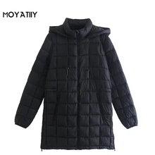 

MOYATIIY Women 2022 Fashion Winter Warm Thick Pad Parkas Classic Black Oversize Loose Coats with Hoodies Female Tops Outwear