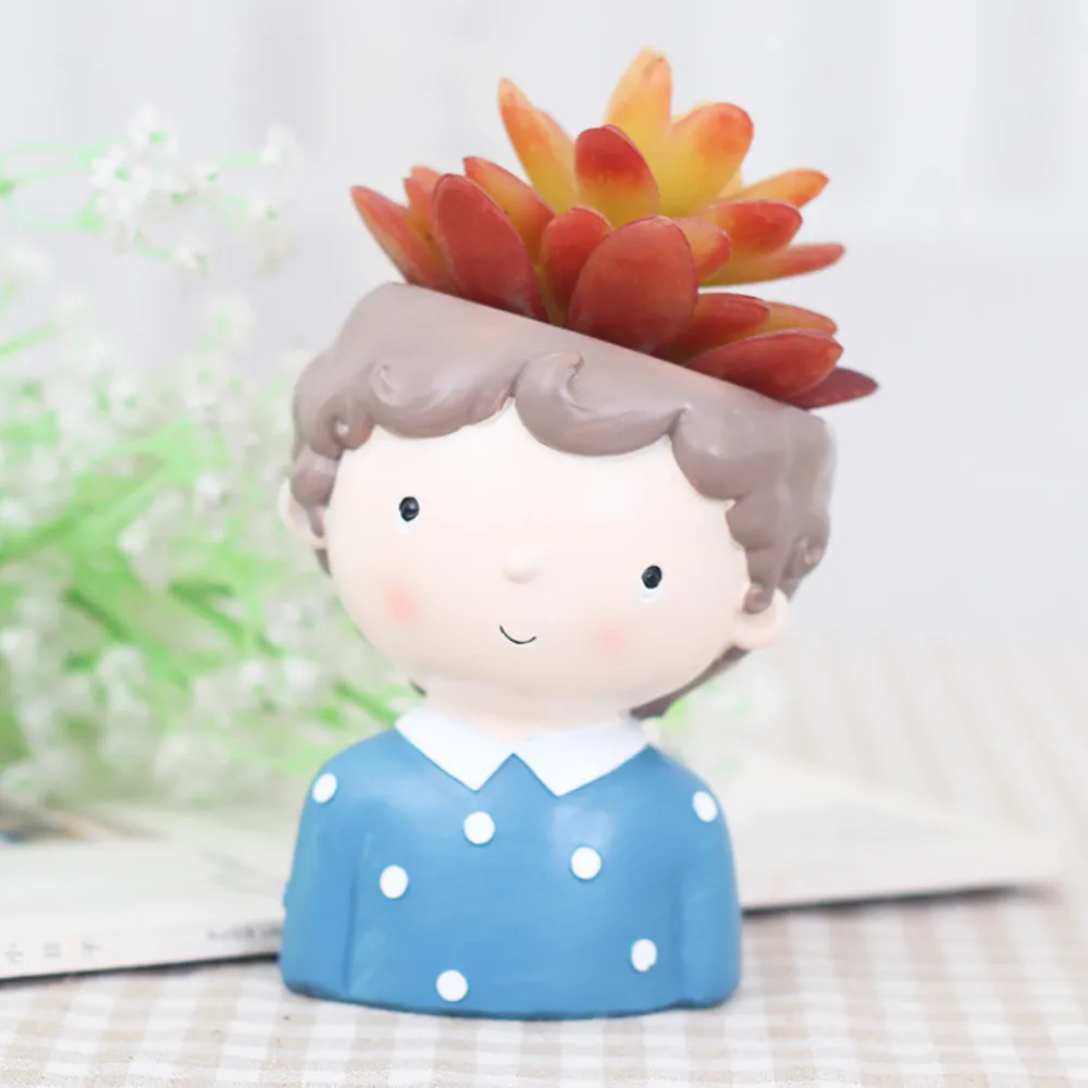 Сад цветочный горшок милый мультфильм мальчик контейнер для дома сад офис настольные украшения горшок для цветов Прямая поставка# L4