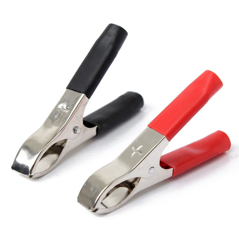 Hot 1 Pairs Black Red Soft Plastic Boots Metal Car Cable Battery Clamps Alligator Insulated Crocodile Clips Diy Kit Test Leads