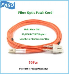 Connecteurs en Fiber optique, 50 pièces, personnalisé SC/UPC LC/UPC MM, cordon de raccordement Duplex OM1 3.0mm 1m/2m/3m/5m 