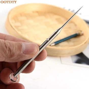 

Titanium Alloy Push-pull Spring Design Toothpick Holder Portable Multi-function Fruit Fork