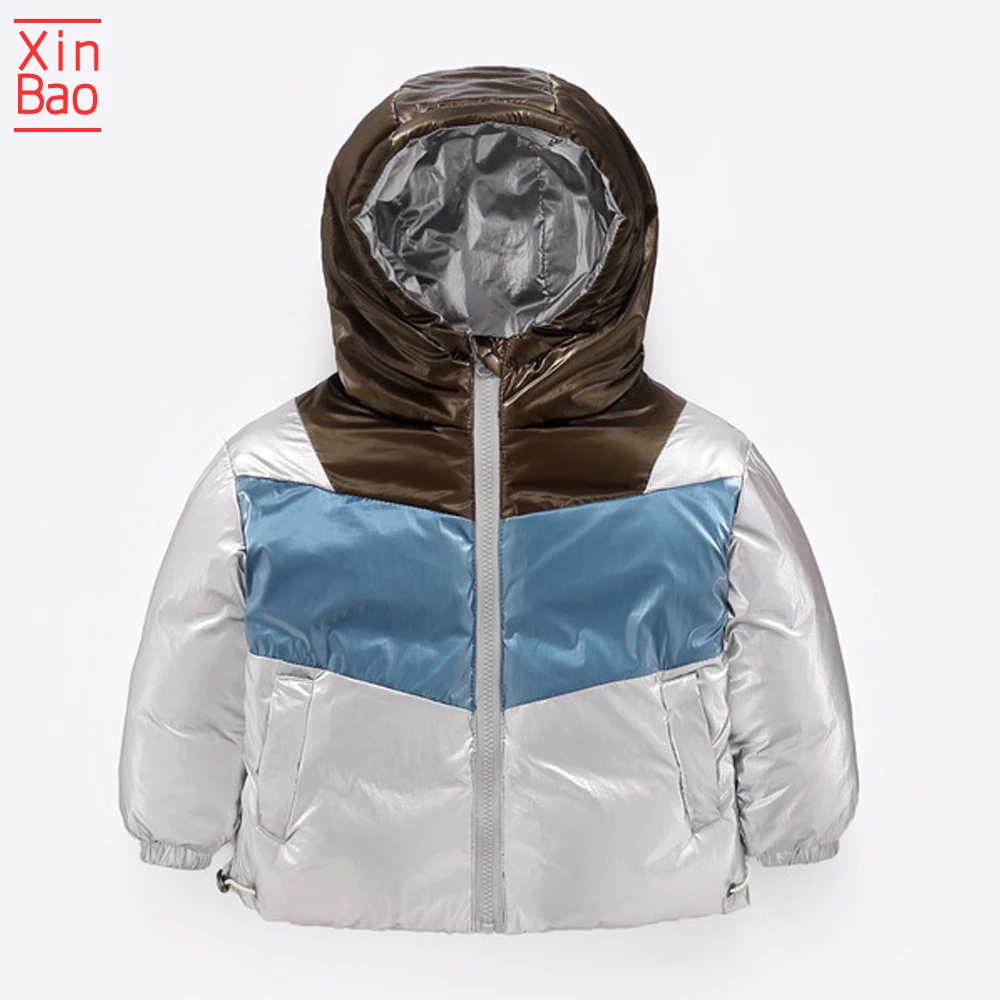 XINBAO/ г.; Верхняя одежда с капюшоном; пальто для девочек и мальчиков; Новая детская теплая куртка для малышей; одежда из хлопка; сезон осень-зима; модная мягкая одежда - Цвет: silver