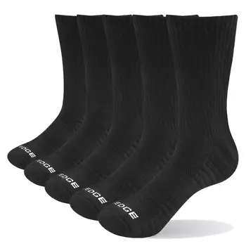 

Mens Wicking Breathable Cushion Comfort Cotton Crew Casual Sports Black Socks(5 Pairs/Pack)