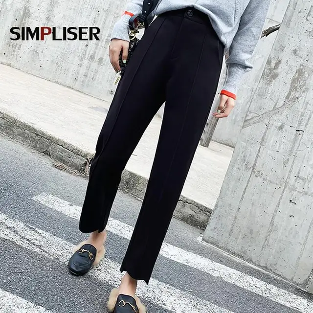 Ankle Length Women Woolen Straight Pants Black Beige Suit Trousers Office  Lady Work Wear Harem Pants Plus Size 4XL Elastic Waist - AliExpress Women's  Clothing