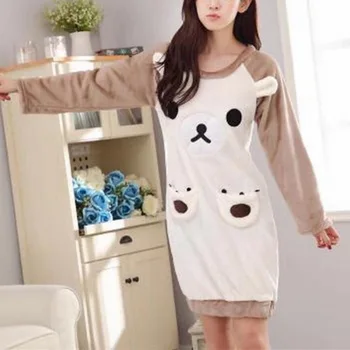 

HEFLASHOR 2020 Winter Night Dress Women Plus Size Nightgown Elastic Slim Pack Hip Cute Print Sleepshirts Nightie Nightdress