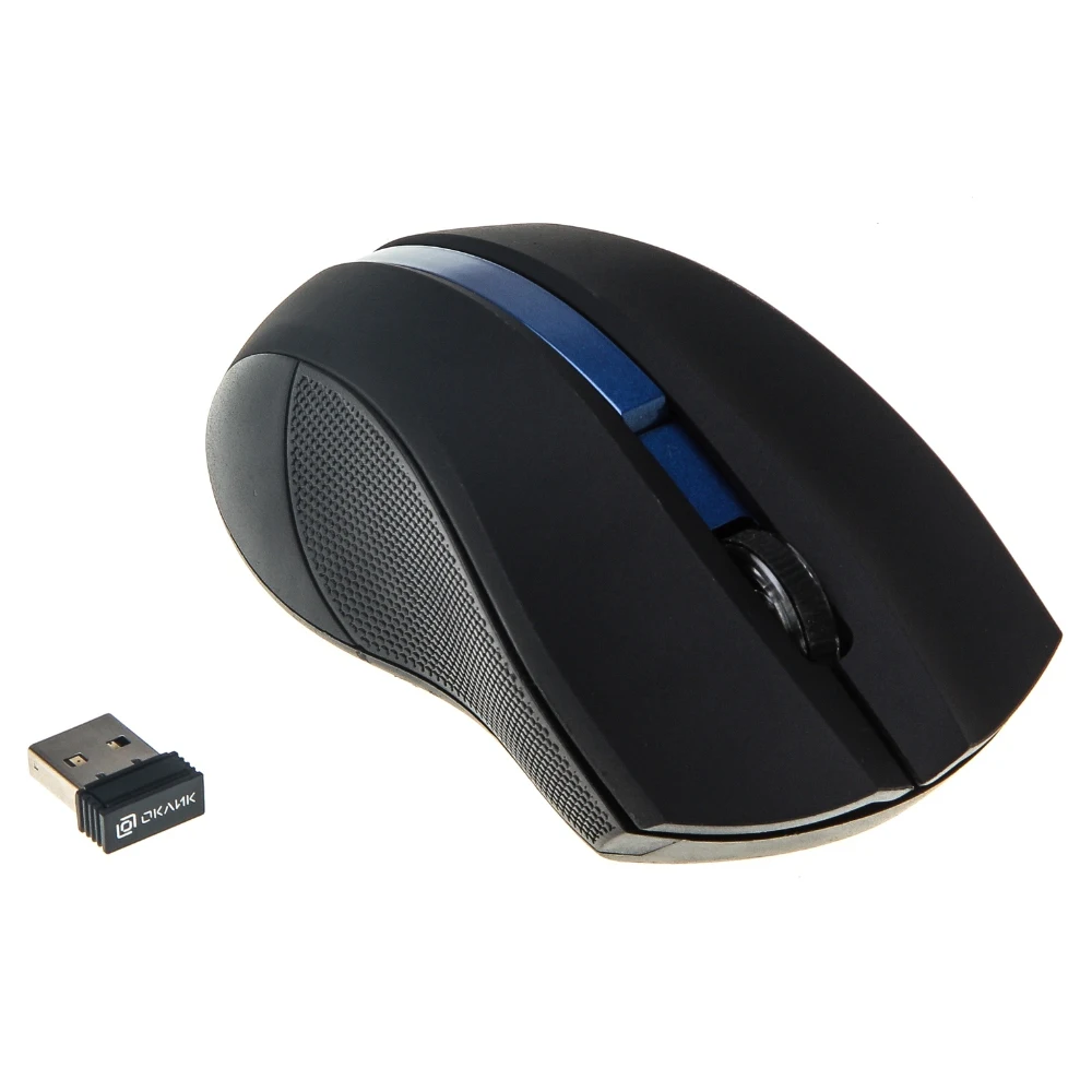 Мышь OKLICK 615MW, беспроводная, USB, черный и синий