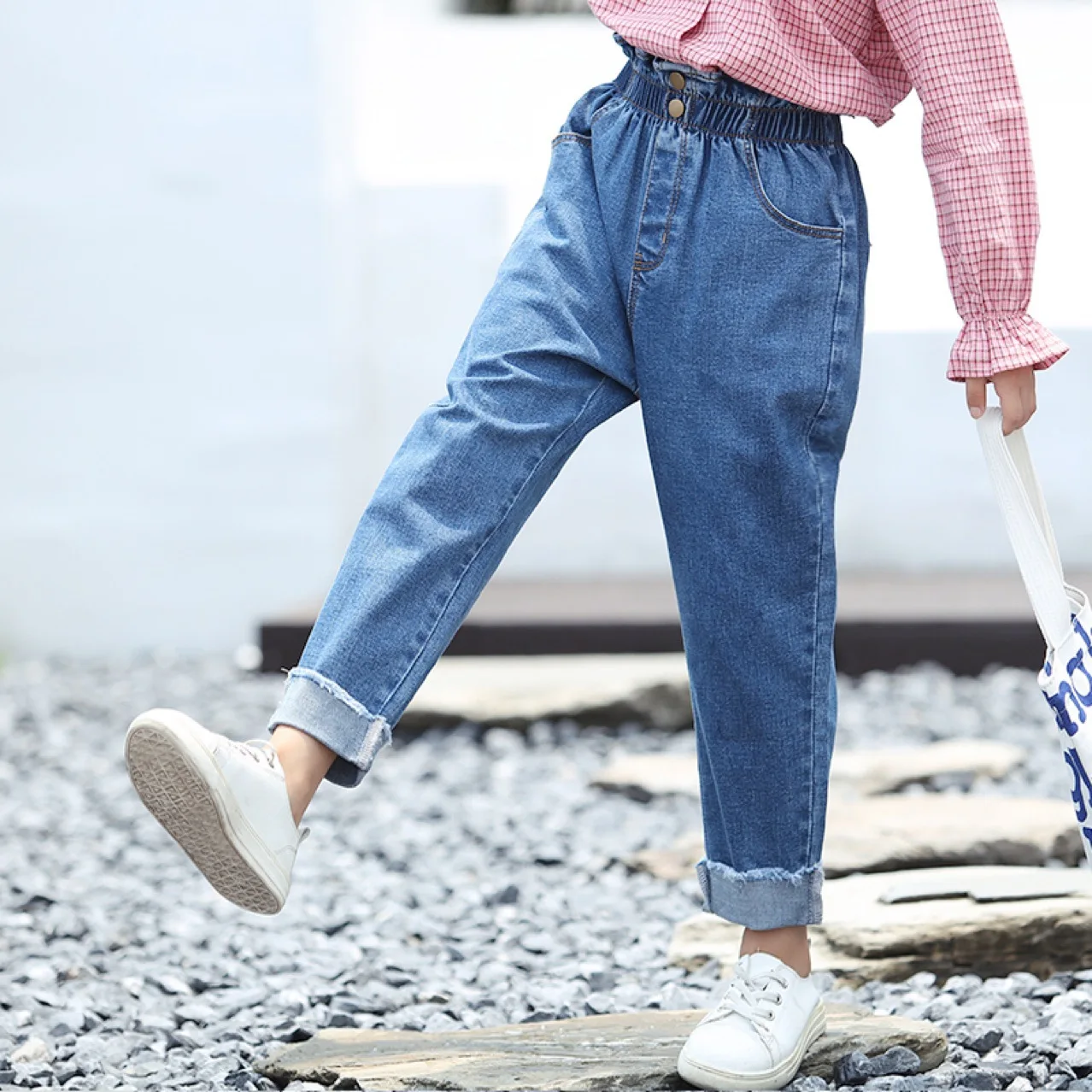 

Ripped Jeans for Kids Baby Girls Spring High Elastic Holes Fashion Denim Pants for Girls All-match Jeans Bottoms Girls Leggings