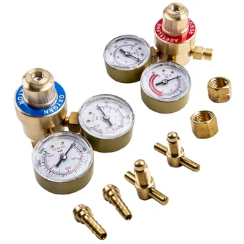 

Brass Oxygen CGA540 & Acetylene CGA200 Regulators Gauges 4 Gas Welding Torch Kit