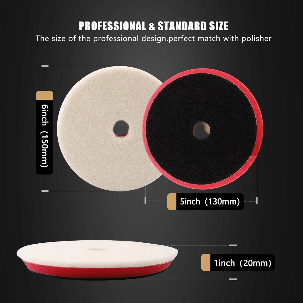 Car Polishing Pad 3"(80mm)/5"(125mm)/6"(150mm) Polishing Japanese Wool Pad for Car Polisher Detailing Scratch Removing 1PC