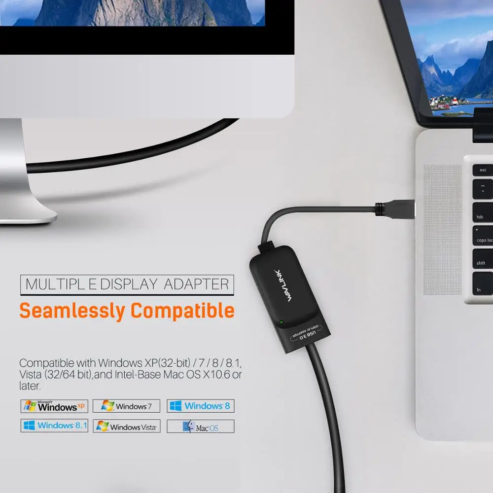 Placa de Vídeo 3.0 para Hdmi Mac os Wavlink Vídeo Gráficos Adaptador 1080 p Externo Estender - Espelho Suporte Tela Windows Mac os Usb - Imagem 6