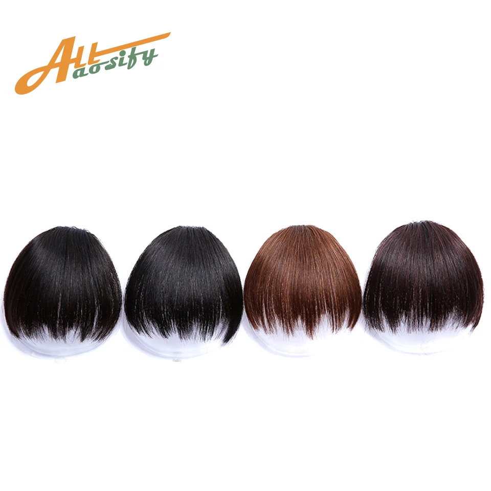 Allaosify короткие искусственные волосы челка термостойкие синтетические шиньоны на заколках для наращивания волос для женщин прически тупые челки