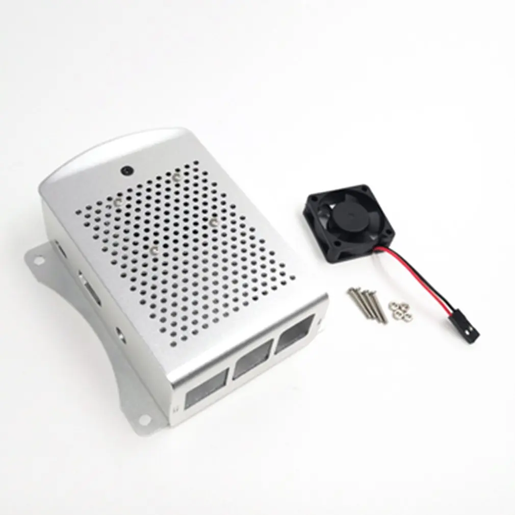 with fan Для Raspberry Pi 2 3 Модель B Plus алюминиевый серебристый зеленый черный корпус металлический корпус RPI 2 3 коробка совместима - Цвет: with fan