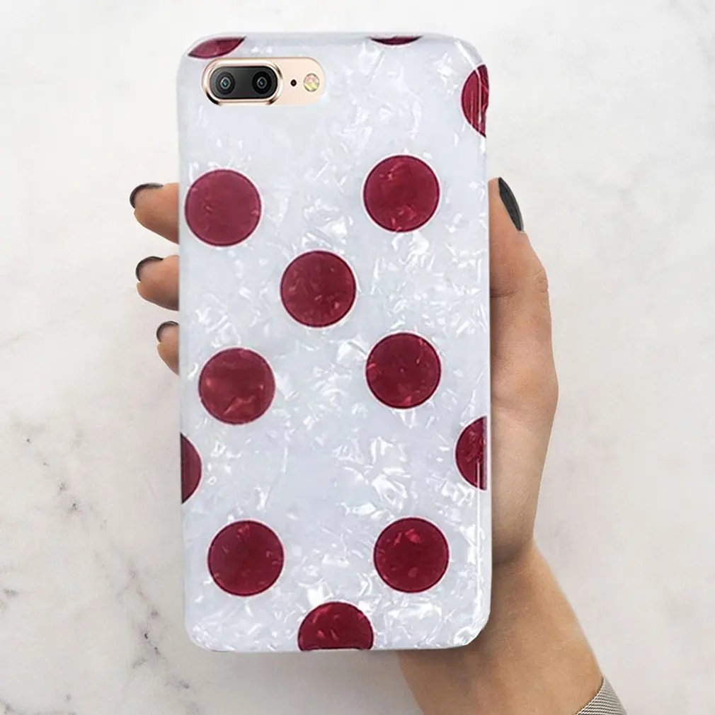 Подходит для Iphone 7 P/8 P Изысканный красный узор в горошек Универсальный Высококачественный ТПУ материал чехол для телефона