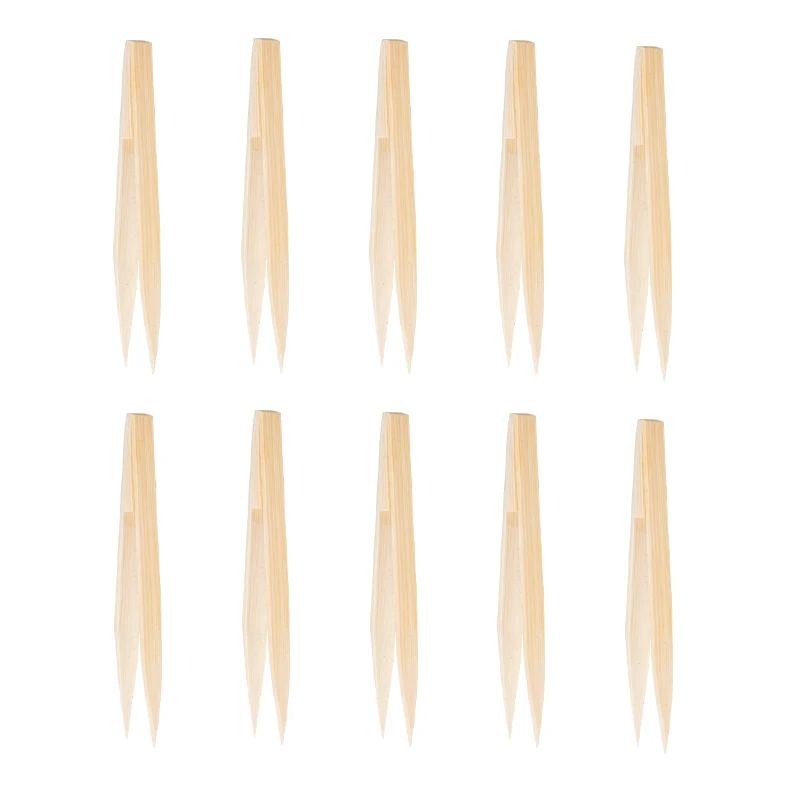 10pcs Wooden Tea Clip Bamboo Kitchen Salad Food Toast Tong Tweezer Bacon Sugar Ice Tea Utensil Teaware Accessories tea clips wood tongs straight clips kitchen teaware accessories tea tweezer tongs bamboo salad food toast bend clip ice tea tong