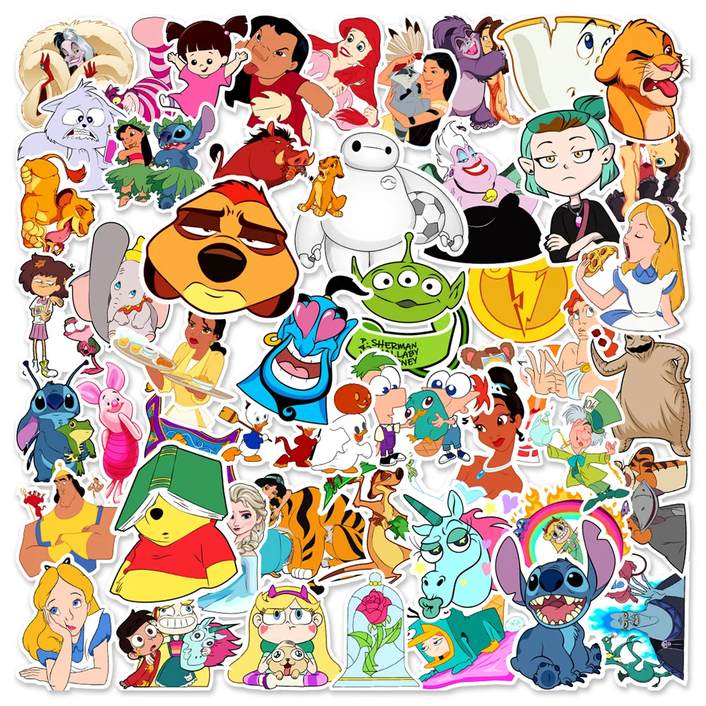 10/30/50pcs Disney Mix Cartoon Anime Stickers Graffiti Decals Laptop Phone Guitar Luggage Skateboard Waterproof Sticker Kid Toy