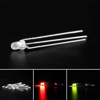 

Artuatech 1000Pcs LED 3mm Dual Bi-Color Red Green Diffused Bright Common Anode Light Diode