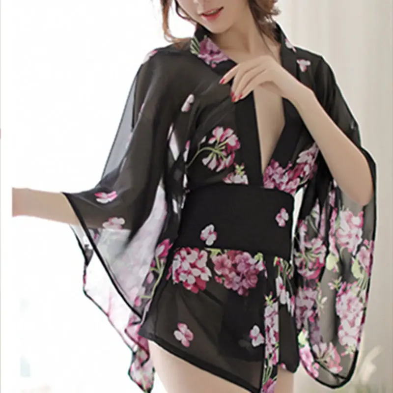 2024 New Sexy Lingerie Women's Corset Sexy Japanese Butterfly Print Kimono Bathrobe Uniform Temptation Suit Costume