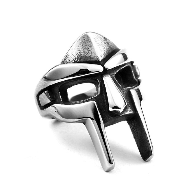 Exaggerated Warrior Skull Mask Ring Fashion Men Domineering Ring Death Demon Retro Ring Jewelry Gift Resizable