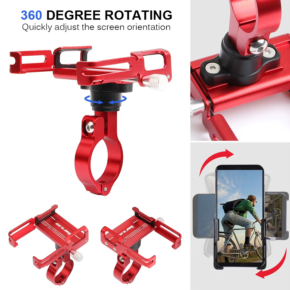360 Degree Rotating Universal Aluminium Alloy Bicycle Phone Holder Smartphone Bike Support Anti-Slip Mount Mobile Bracket | Спорт и