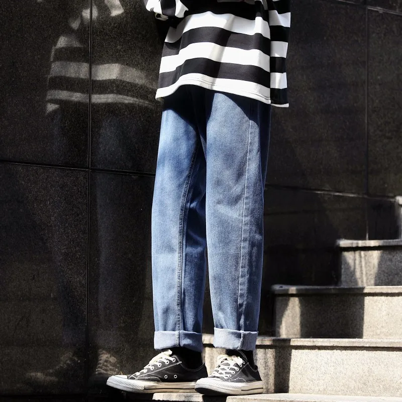 

Large Size Autumn & Winter Korean-style Simple Versatile Jeans Men's Japanese-style Long Pants Casual Hong Kong Style Dad Pants