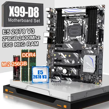 

JINGSHA X99D8 Motherboard Set with Xeon E5 2678 V3 CPU 2.5G And DDR4 2*8GB 2400MHZ ECC REG RAM SSD M.2 256GB