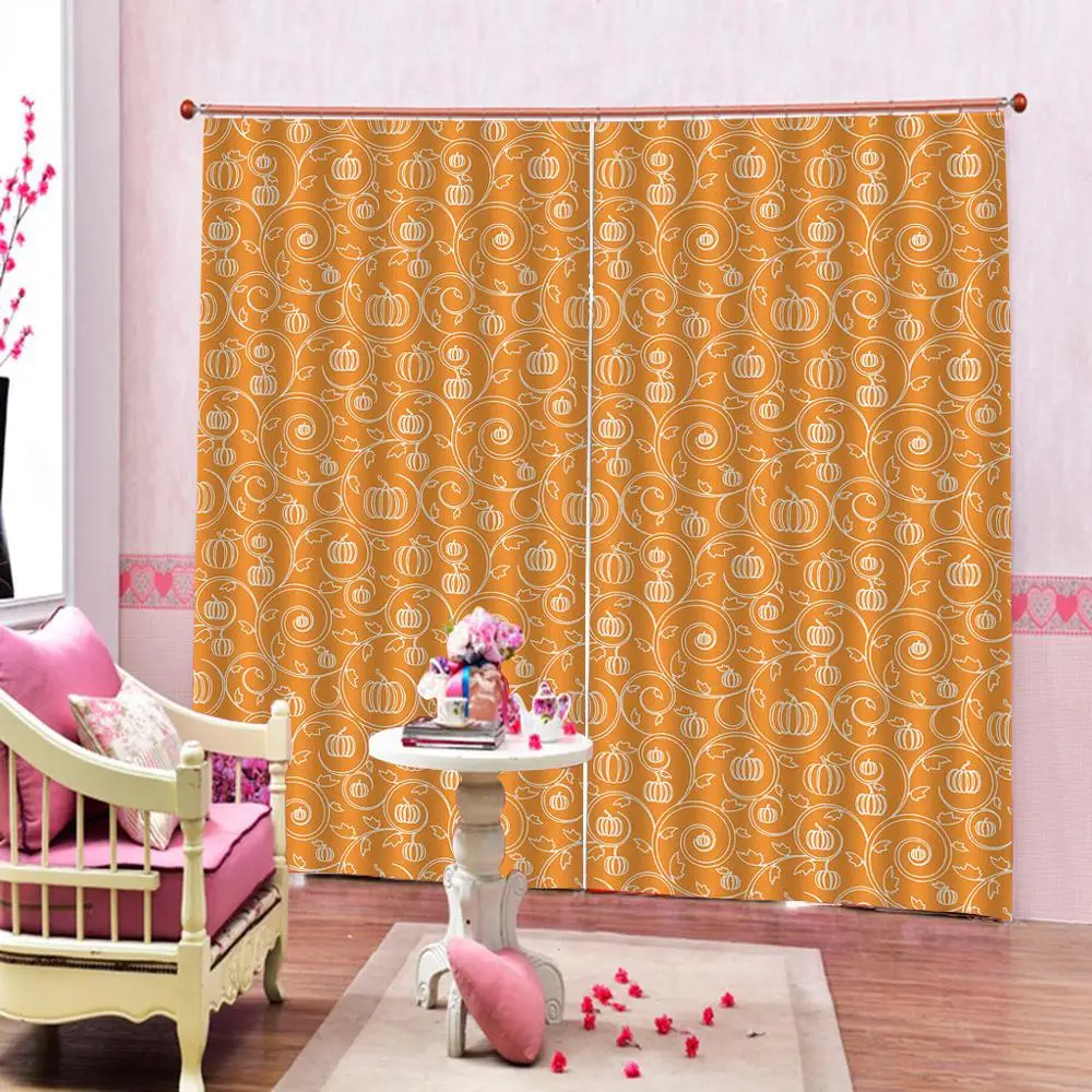 

orange curtains Customized 3D Blackout Curtains Living Room Bedroom Hotel Window curtains flower curtain