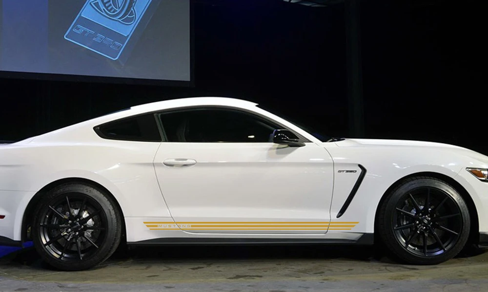 2 шт. наклейки на боковую дверь автомобиля для Ford Mustang спортивный Стайлинг Авто Виниловая пленка автомобильные декоративные наклейки аксессуары для тюнинга автомобиля
