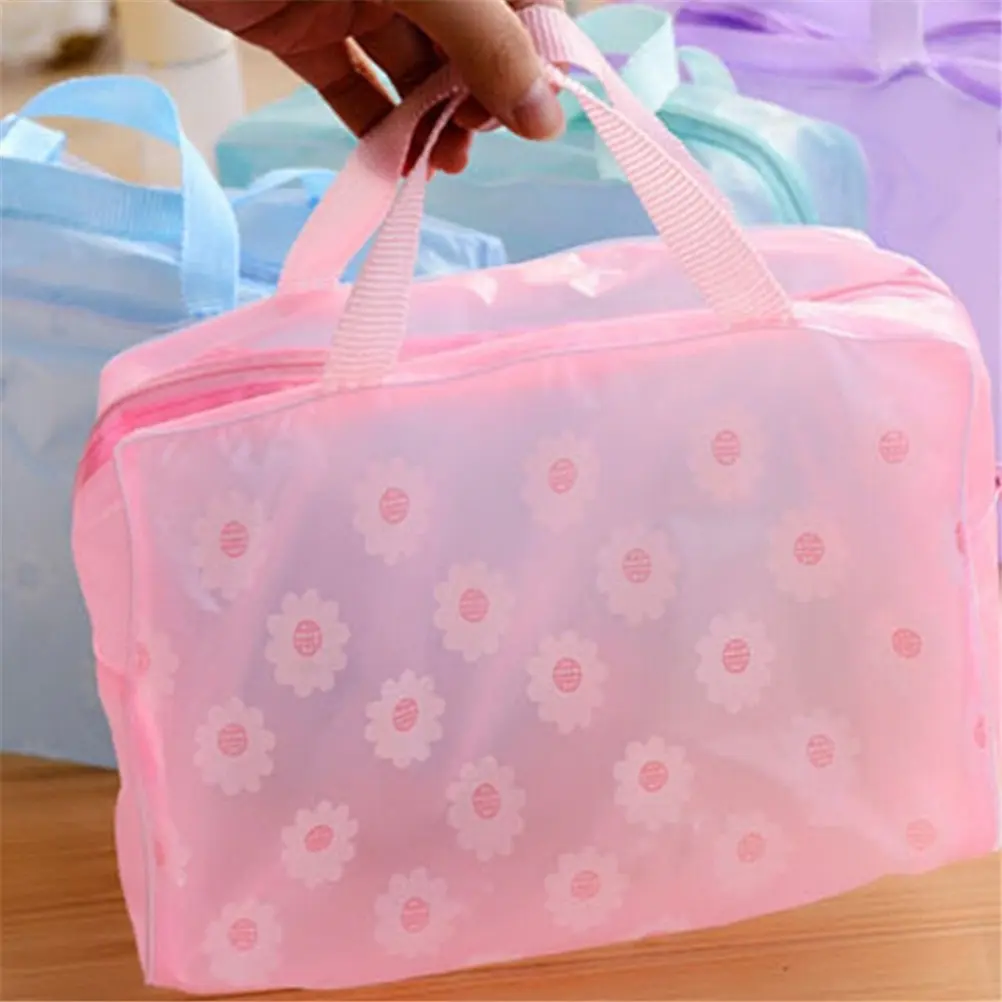 Plastic Waterproof Transparent Organizer Bags 1PC Cosmetic Bags Makeup Casual Travel Toiletry Wash Bathing Storage Bags