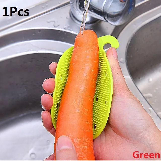 Green Фруктовая щетка для овощей, многофункциональные аксессуары, кухонные гаджеты, защита рук, очистка грязи, новинка,, прекрасное качество - Цвет: Green