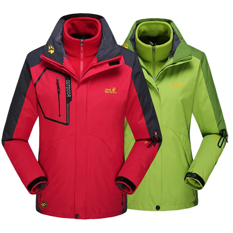 Осенняя и зимняя новая стильная куртка для женщин три в одном Пара ветрозащитный водонепроницаемый лыжный костюм для мужчин для альпинизма