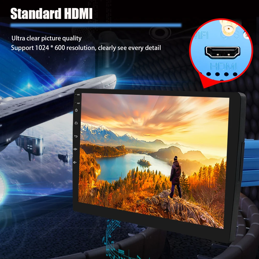 Clearance Eunavi 1 Din 9 inch RK3399 Universal Android 9.0 4G 64G Car Radio Stereo PC GPS Navigation WiFi 1024*600 Audio Bluetooth SWC USB 2