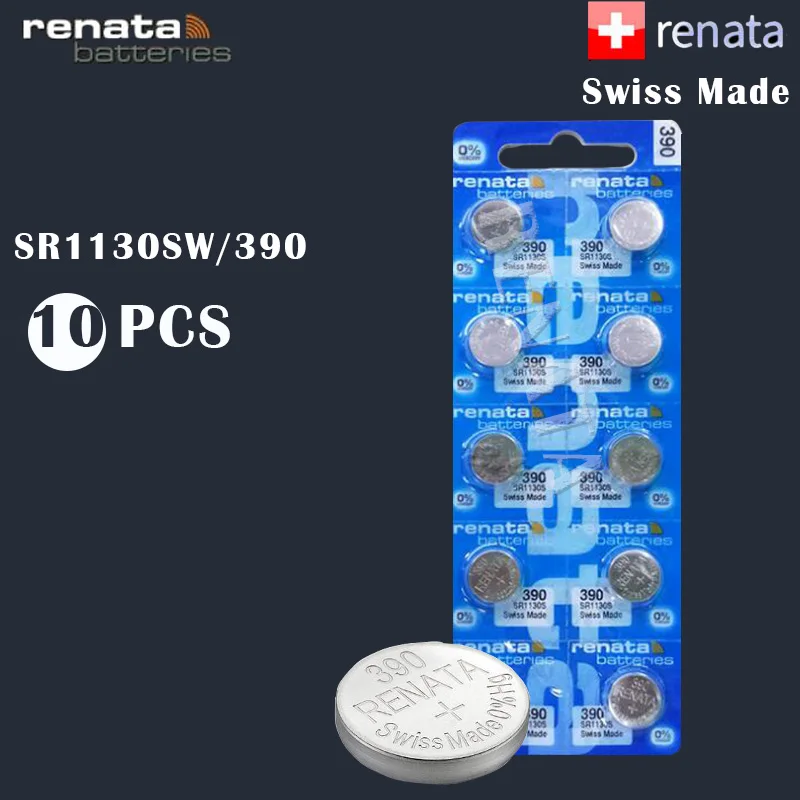 10 шт. часы Renata 390 с оксидом серебра аккумулятором долговечные SR1130SW 1130 LR54 AG10