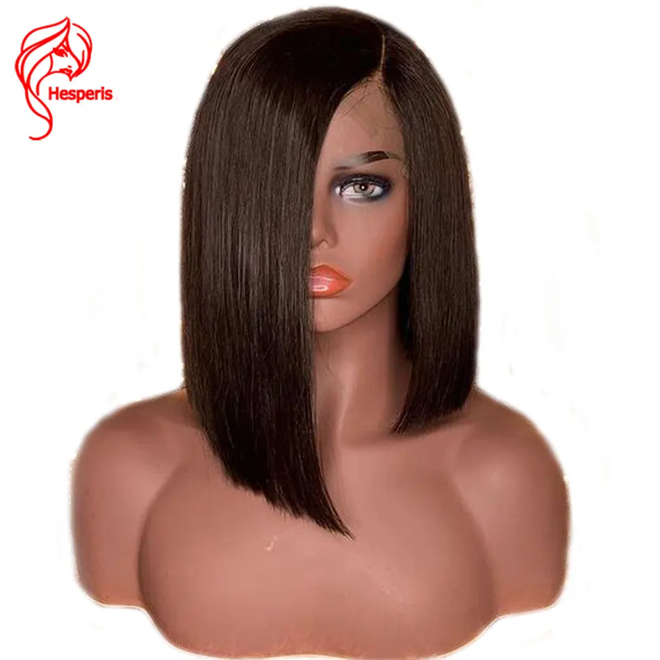 

Hesperis 13x6 Short Bob Human Hair Wigs 150Density Brazilian Remy Short Cut Lace Front Wigs With Side Part Asymmetry Wigs