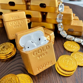 

Fine gold 1000g bullion money 3D Case For AirPods 1 2 pro Charging Box Soft Silicone Wireless Bluetooth Earphone Protect Cover