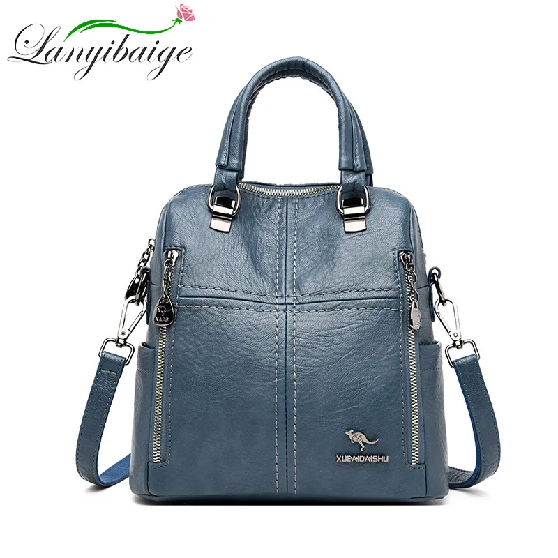 LANYIBAIGE New Women Backpack Multifunction Bags Designer High Quality Leather Women Crossbody Bag School Bags Travel Backpacks afbeelding