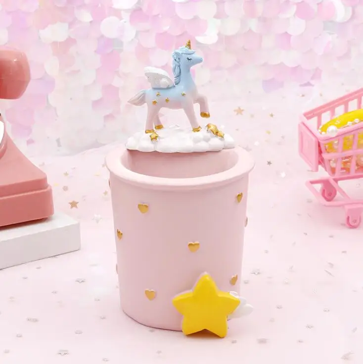 Pink B Sharkbang Kawaii Единорог замок полимерный карандаш держатель милый Настольный органайзер ручка держатель детский подарок канцелярские принадлежности - Цвет: Pink B
