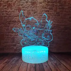 Флэш-память Лило и Стич модель 3D Иллюзия светодиодный детский ночной Светильник Красочные Изменение светильник из мультфильмов аниме