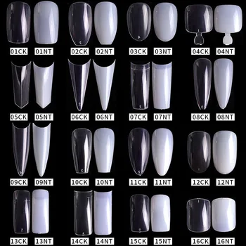 100/500PCS PRO White Clear V Straight Round End Full/Half Acrylic Ballet Coffin French False Nail Tips Fake Toenail Tip Manicure 1